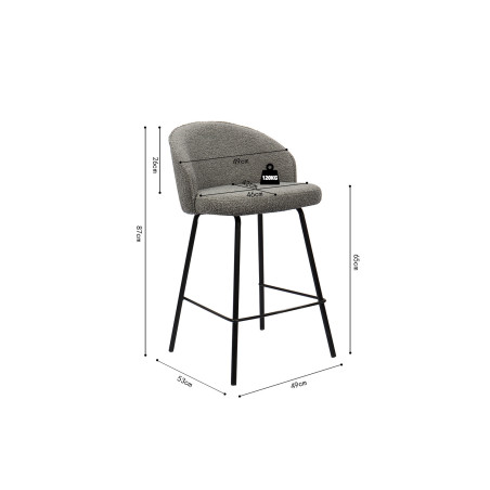 JUNE-Chaise de comptoir (lot de 2)
