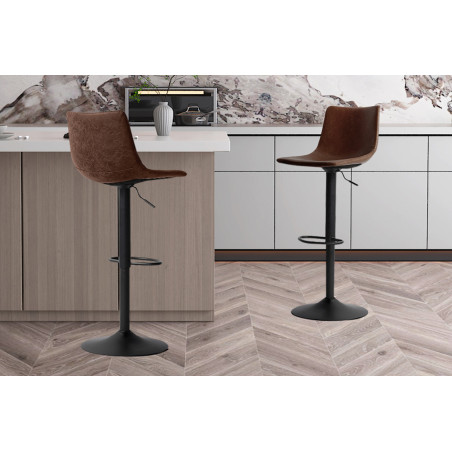 TREVI-Tabouret de bar Brun (lot de 2) 