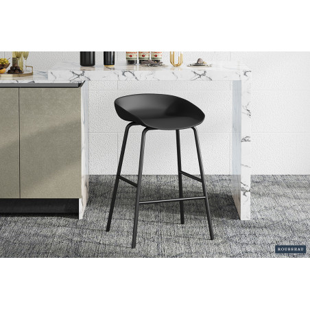 ANNA-Tabouret de bar Noir (lot de 2) 