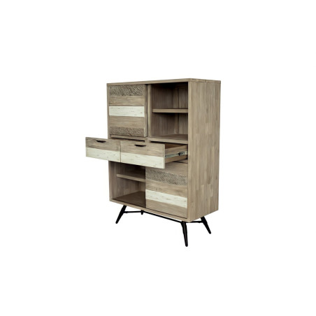 HECTOR - Buffet haut 2 portes coulissantes 2 tiroirs 2 tablettes