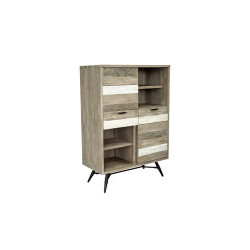 HECTOR - Buffet haut 2 portes coulissantes 2 tiroirs 2 tablettes