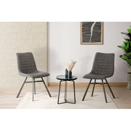 PORTLAND-Chaise de séjour Gris (lot de 2)